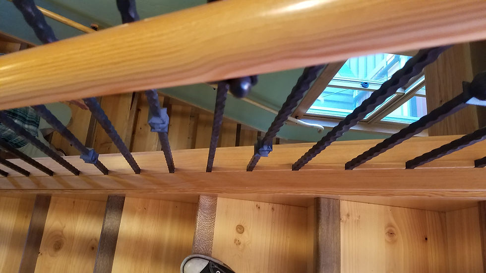 Indoor stairwell (with spindles) of The Park Side Cafe in Olympia Washington