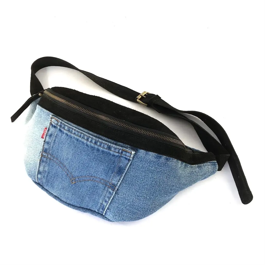 Fanny Pack Moss Denim Match Suede