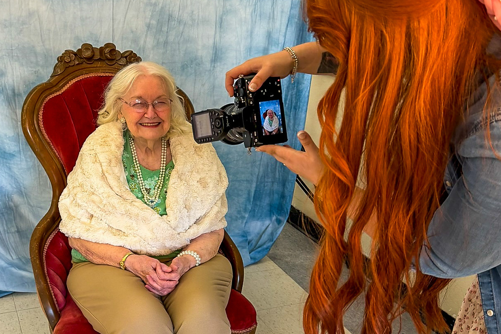 Shawnee photographer taking a glamour shot of a senior.