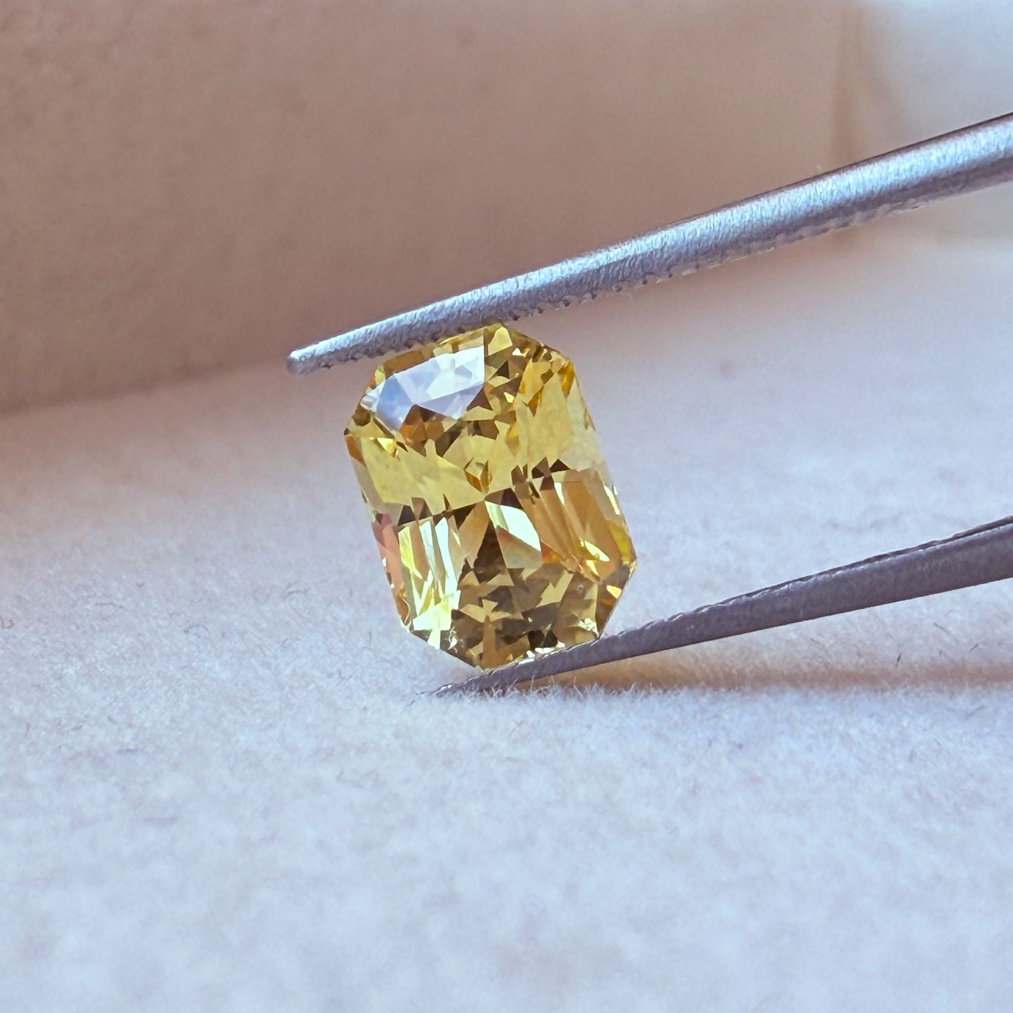 1.54 ct Vivid Yellow Radiant Mix Natural Unheated Ceylon Sapphire Inc. Cert
