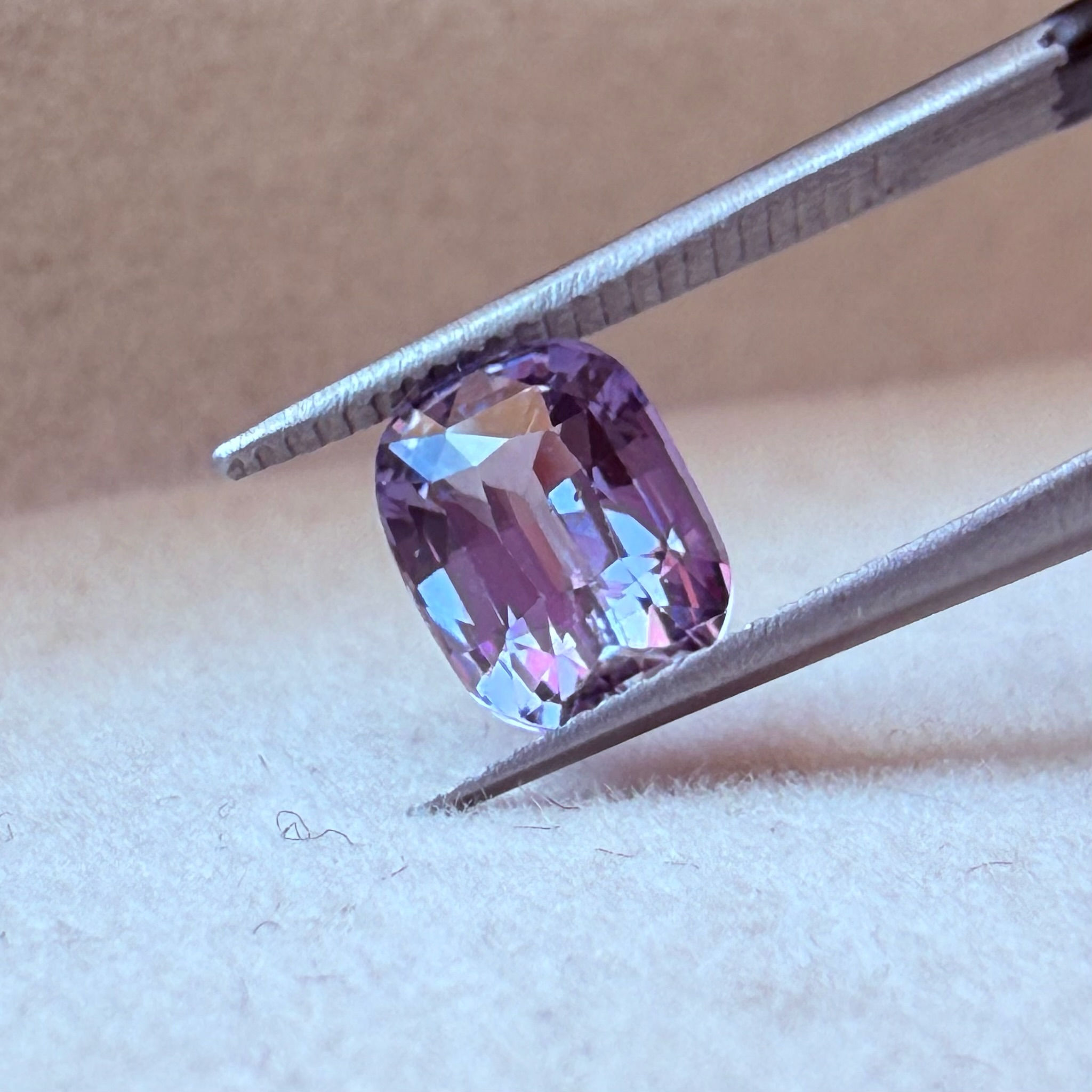 1.58 ct Violet Rec Cushion Cut Natural Unheated Ceylon Sapphire Inc. Cert