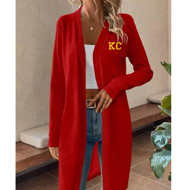 KC Embroidered Red Cardigan