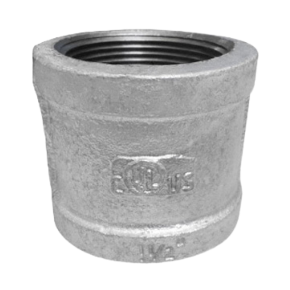 UNION SIMPLE O COPLA REFORZADO FIERRO MALEABLE GALVANIZADO A197 CLASE 150 ROSCA