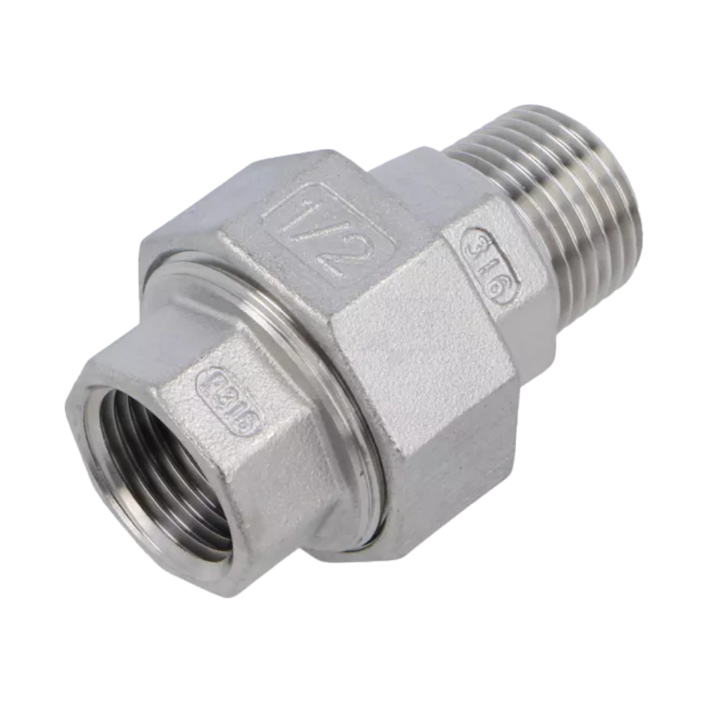 TUERCA UNION UNIVERSAL C-316 (CF8M) ASTM 351 CON ASIENTO TEFLÓN NPT MACHO/HEMBRA