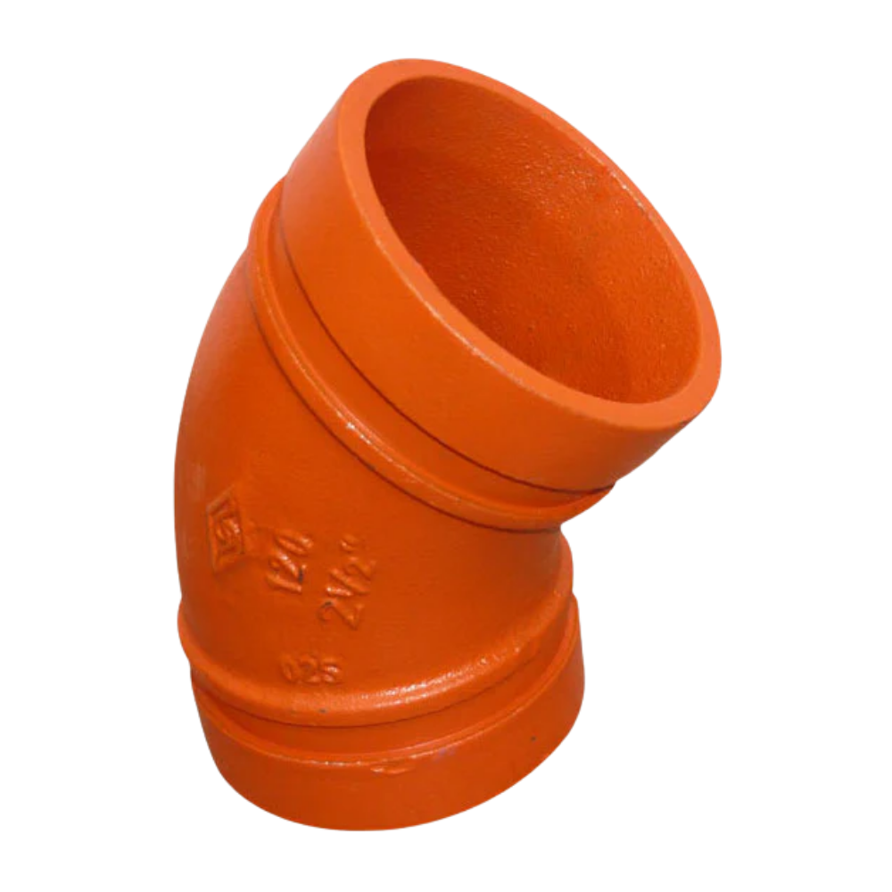 CODO (ELBOW) RANURADO X 45 FIERRO DUCTIL ASTM A536 CERTIFICACION UL/FM MOD. 120