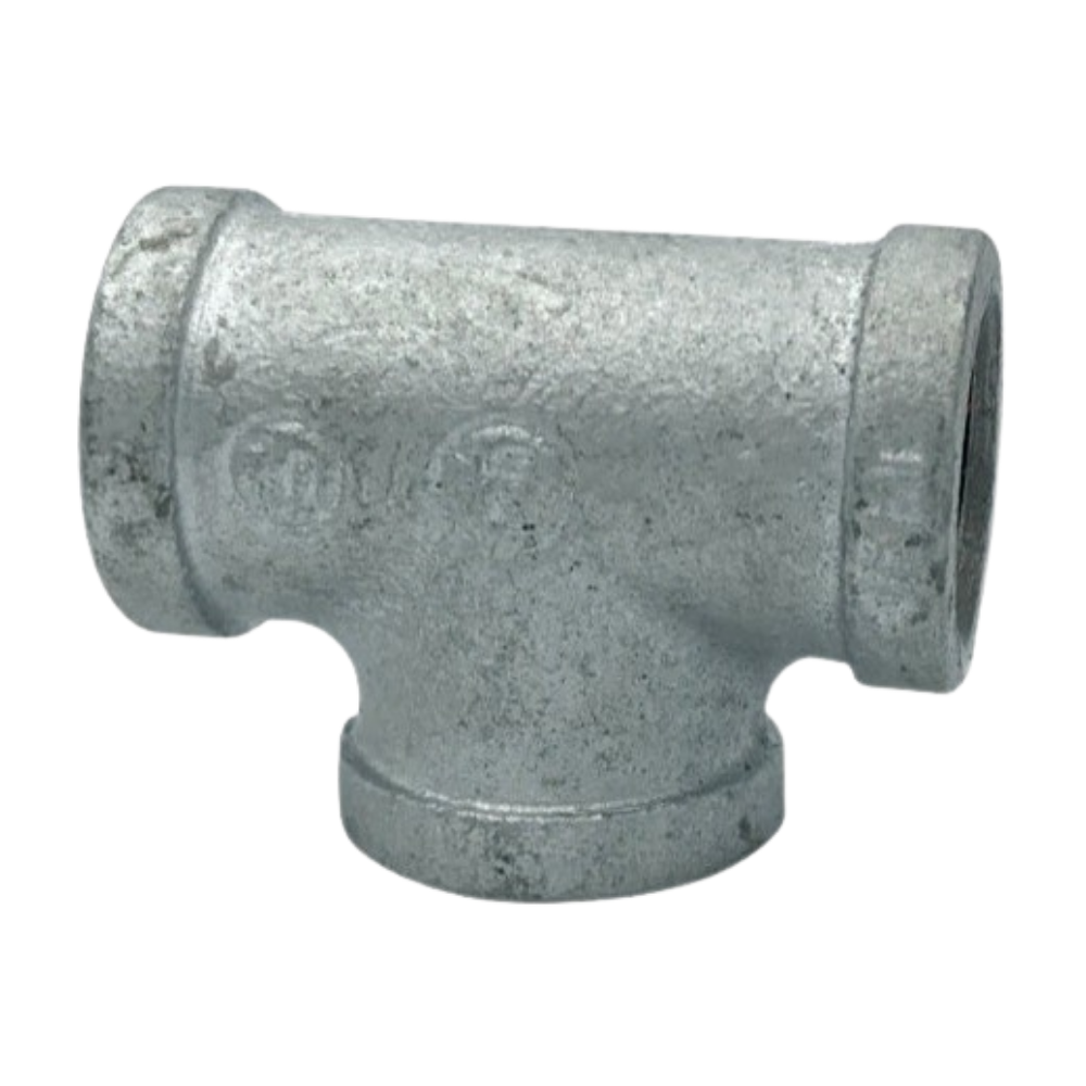 TEE (TEE EQUAL) FIERRO MALEABLE GALVANIZADO ASTM A197 CLASE 150 ROSCA NPT UL/FM