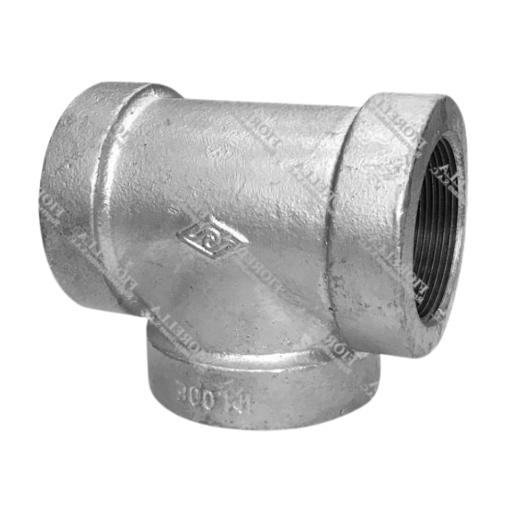 TEE FIERRO MALEABLE ASTM A197 GALVANIZADO ASTM A153 CLASE 300