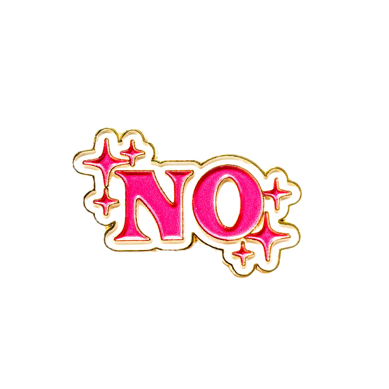 Image of NO pink enamel pin from Totes Babes NZ.