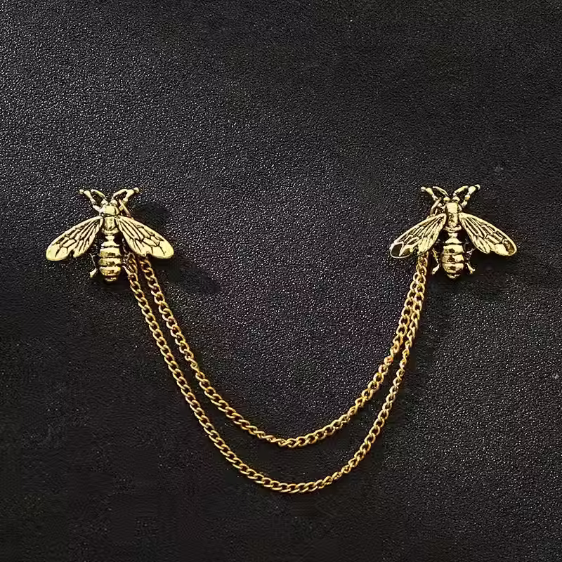 Bee Chain Brooch - Gold