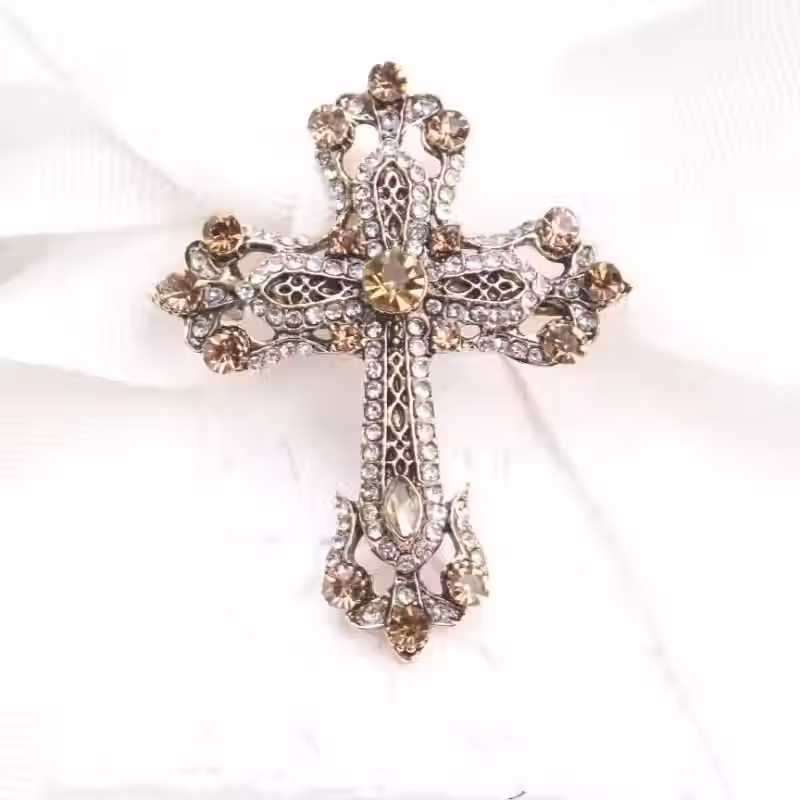 Vintage Inspired Cross Brooch
