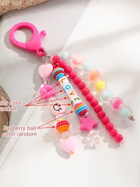 LOVE Bag Charm Keychain Pink
