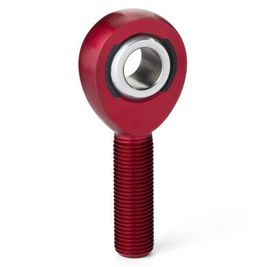 Red aluminium male rod end with imperial thread