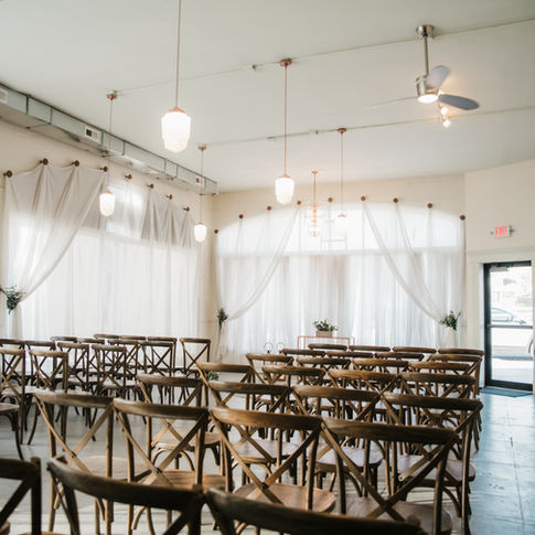 Wide perspective of the chapel space at our Liberty, Missouri wedding venue, showing an affordable and stress free setup for all-inclusive wedding ceremonies.