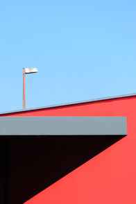 Abstract architectural photography in blue red green white black pink yellow