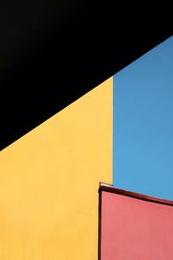 Abstract architectural photography in blue red black yellow