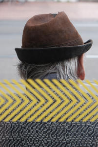 Old man and yellow stripes