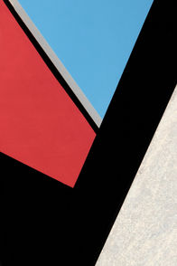 Abstract architectural photography in blue red black