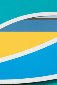 Abstract architectural photography in blue white yellow