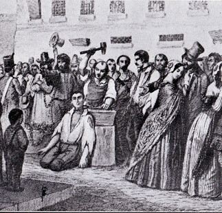 The chaining of prisoners