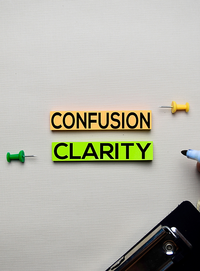 “Concept image with the word ‘Confusion’ replaced by ‘Clarity,’ symbolising a clear, structured gut health approach for IBS, SIBO and Functional Dyspepsia.