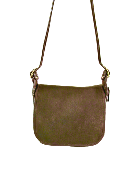 Refurbished 80s Vintage Coach Mocha Leather NYC Classic Shoulder