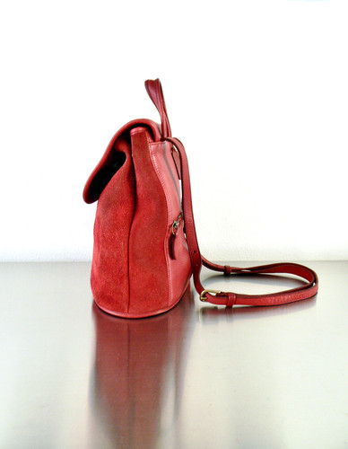 バッグ Vintage Coach Berkeley Drawstring Red COACH VINTAGE BERKELEY 90'S RED SUEDE & LEATHER SADDLE BAG