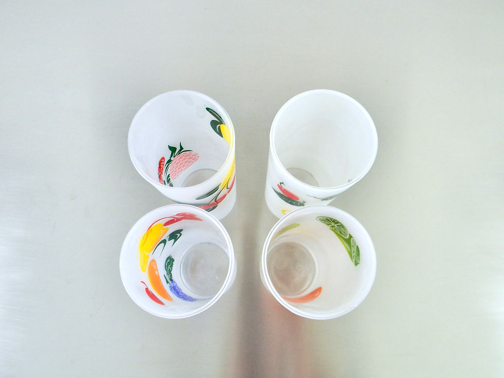 Thumbnail: Vintage Federal Glass MCM Set of 4 Tom Collins Frosted Fruit Salad Glasses