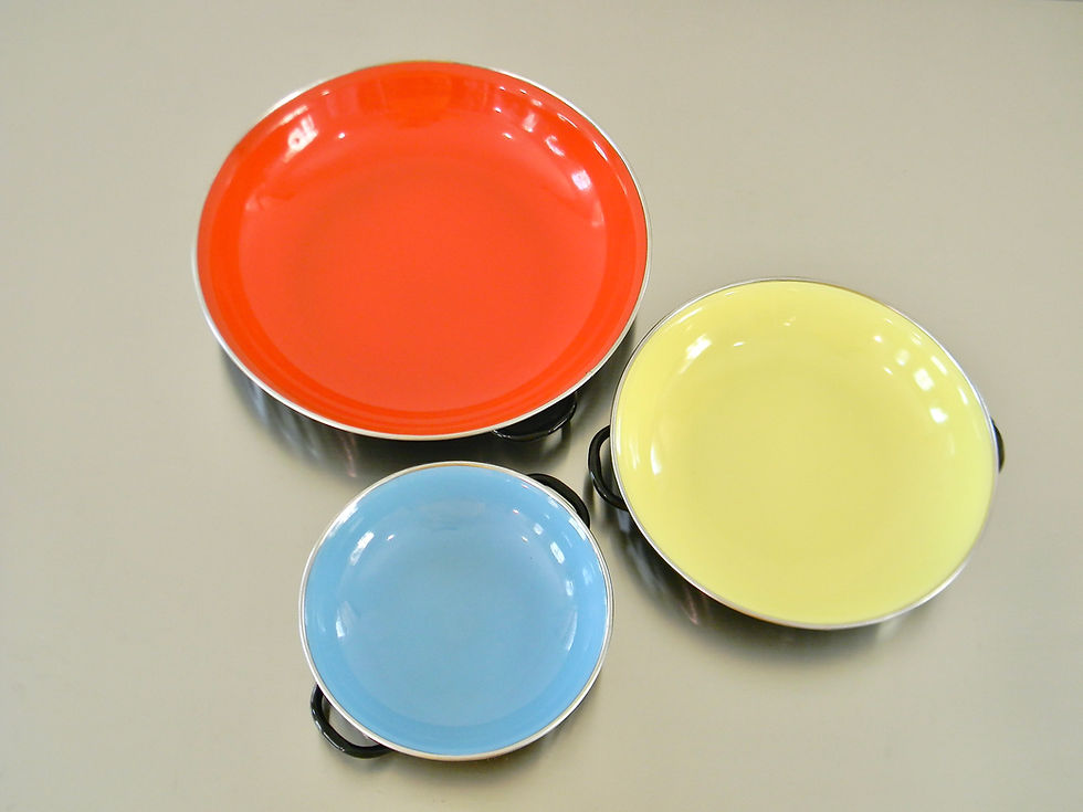Thumbnail: Vintage Set of 3 Mid Century Emo Celje Yugoslavia Enameled Cooking Pans