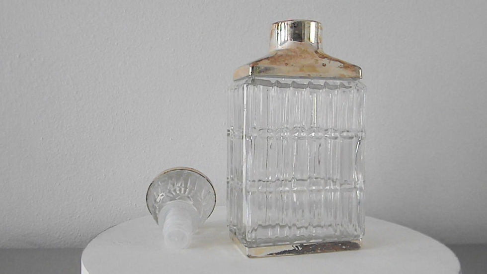 Thumbnail: Vintage 50s Retro Hollywood Regency Silverplate and Cut Glass Liquor Decanter