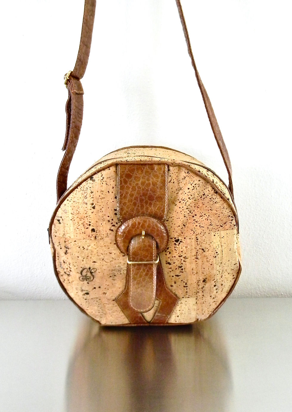 Thumbnail: Vintage 80s El Corte Ingles Cork and Vegan Mock Croc Leather Canteen Style Purse