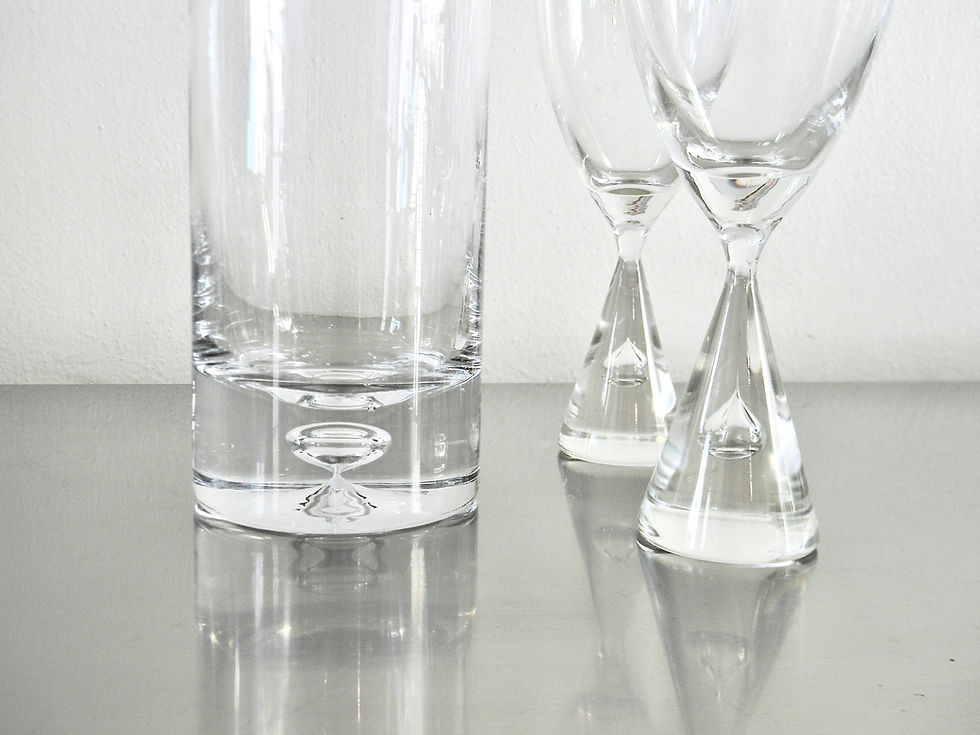 Thumbnail: MCM Krosno Style Glass Cocktail Pitcher & Holmgaard Princess Wine Glasses