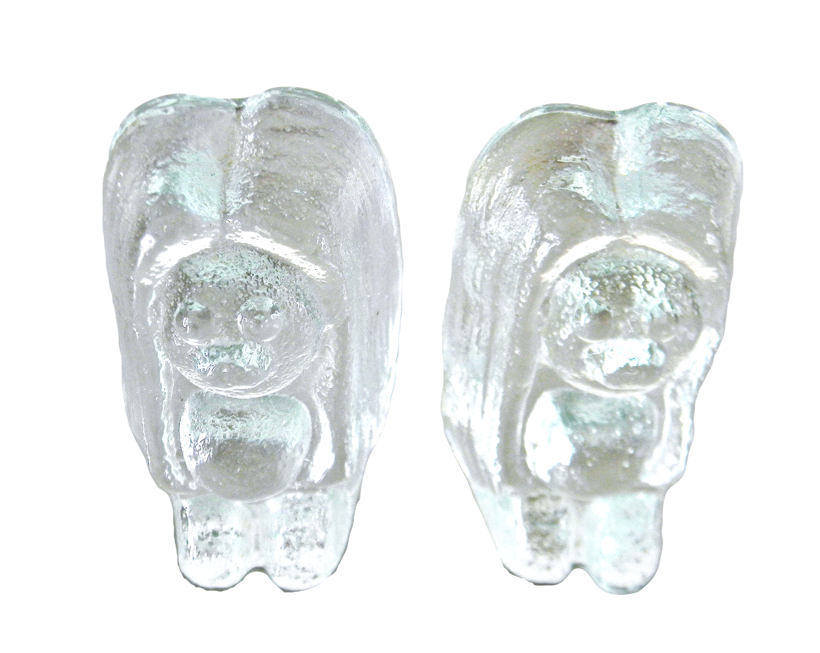 Vintage Pair of Clear Glass Bergdala Troll Figures
