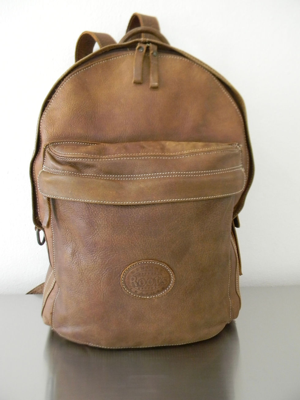 Thumbnail: Refurbished Vintage Roots Natural Tribe Leather Student Back Pack