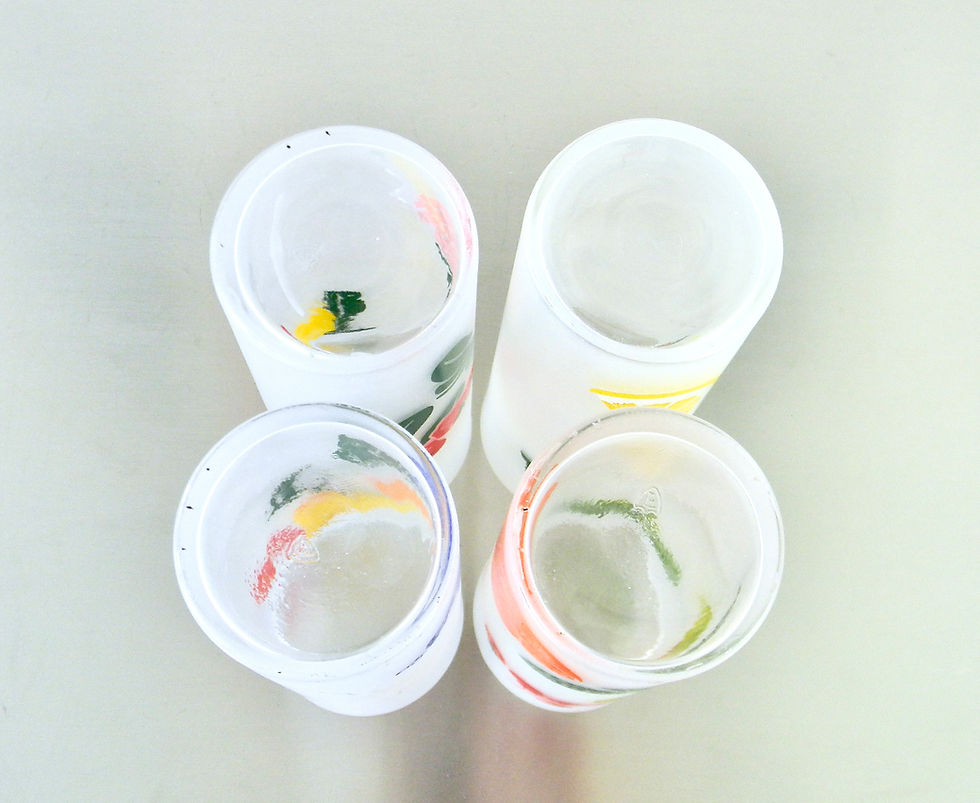 Thumbnail: Vintage Federal Glass MCM Set of 4 Tom Collins Frosted Fruit Salad Glasses