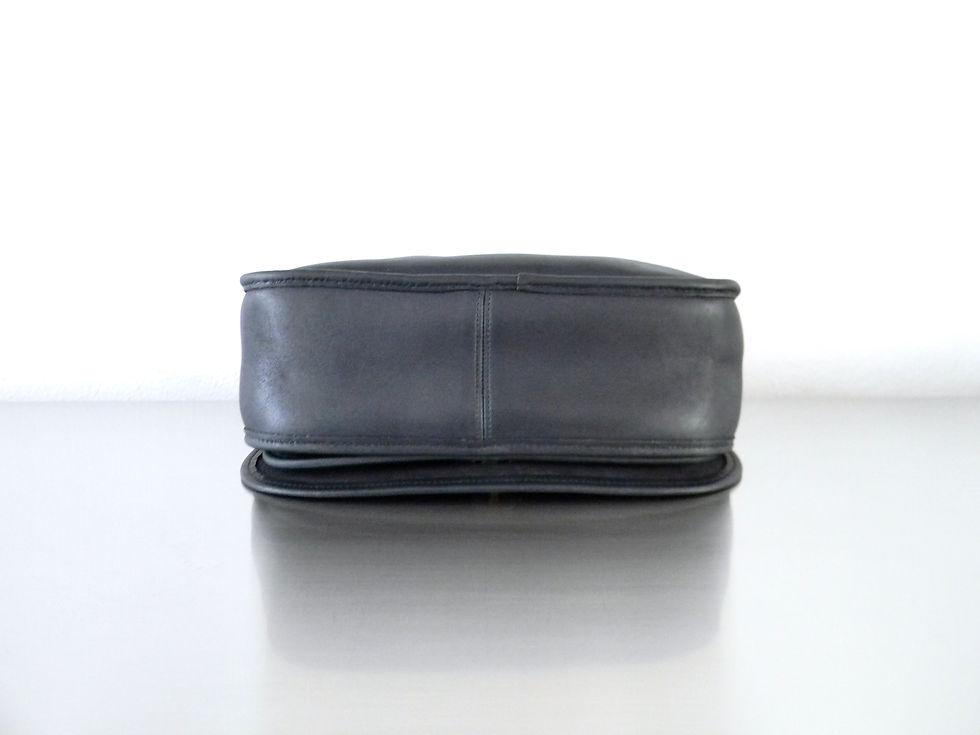 Thumbnail: Refurbished 80s Vintage Coach Dark Navy Leather Ranch Bag
