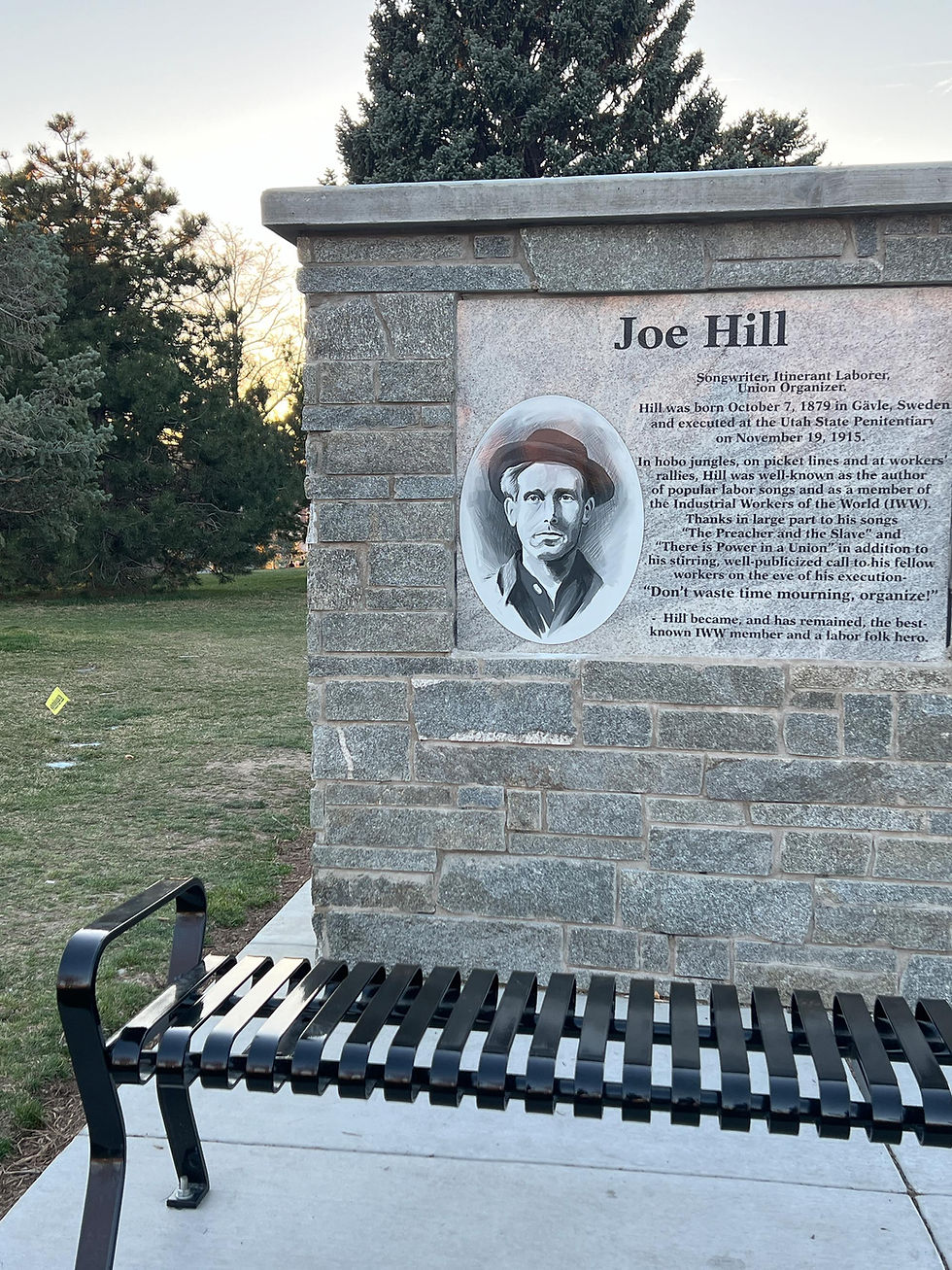 Joe Hill Memorial and bench