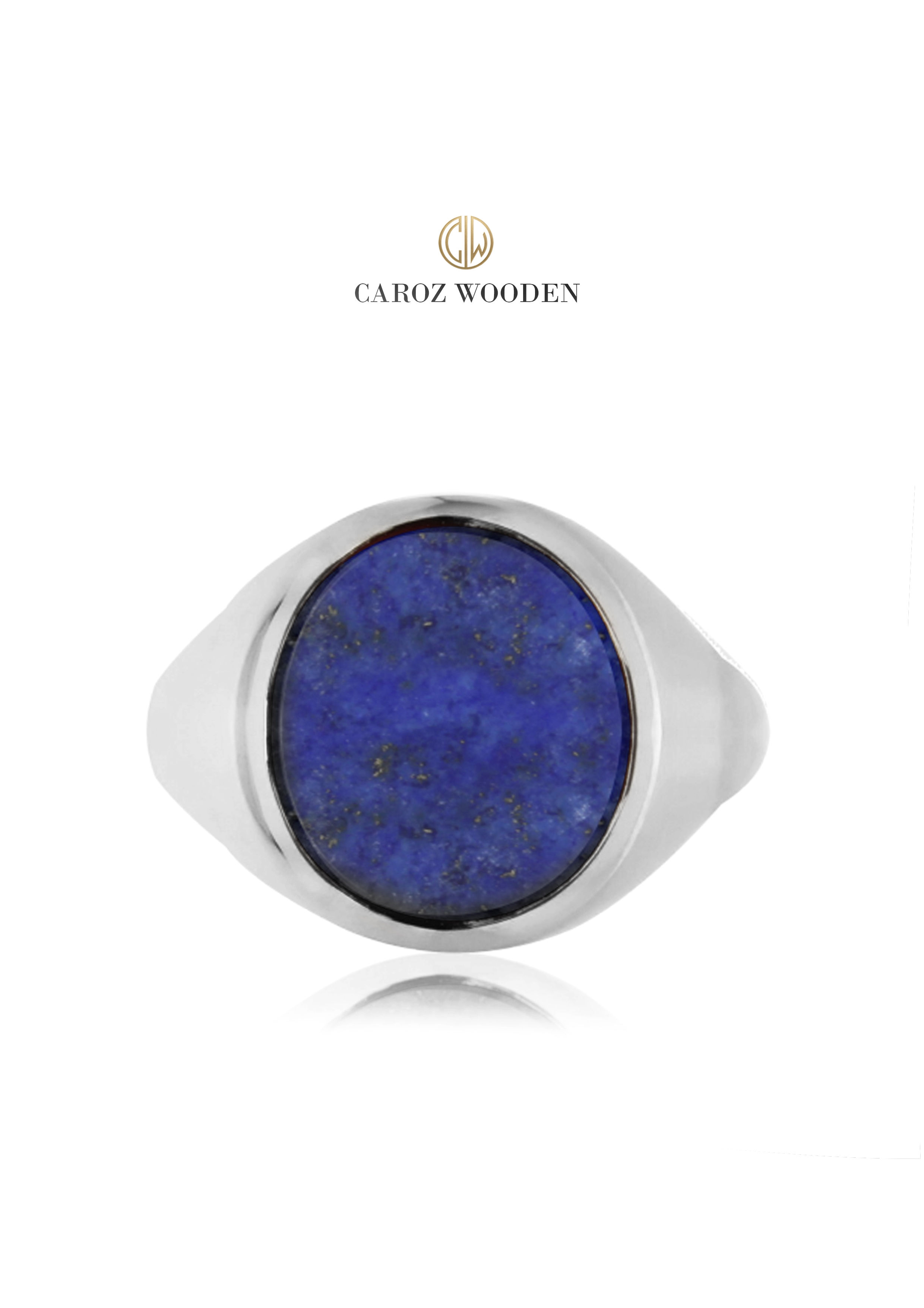 Stone Set Round Signet Ring | Lapis Lazuli | Fine Silver