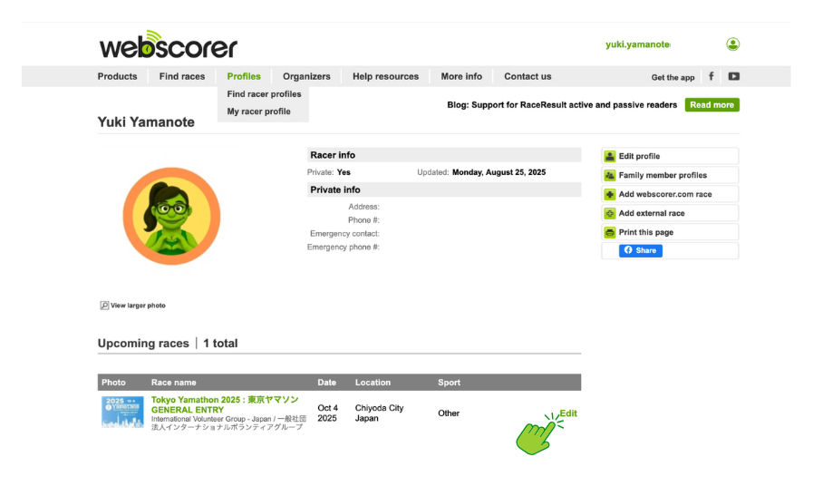 Webscorer Racer Profile