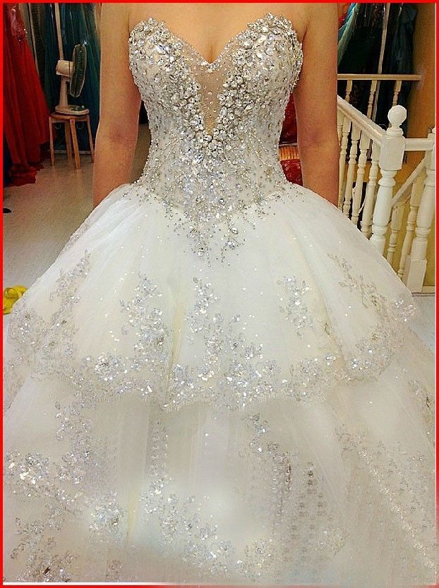 Thumbnail: Luxury White Bandage Crystal Beautiful Ball Gown