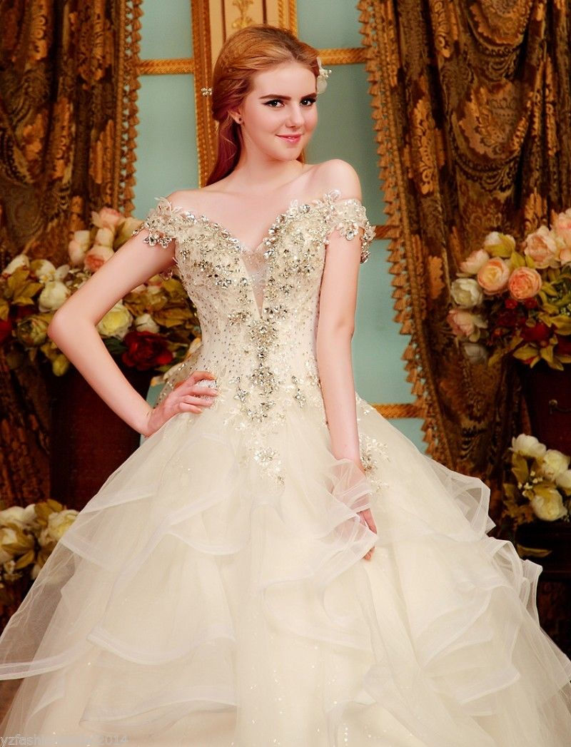 Thumbnail: YZ Beads Crystal Sexy Diamond Wedding Dresses VGHV