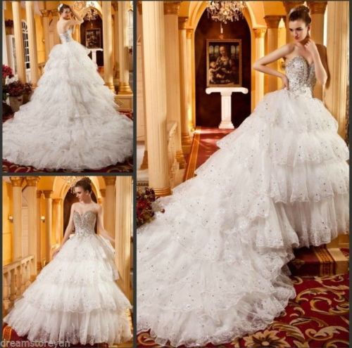 Thumbnail: Luxury White Bandage Crystal Beautiful Ball Gown