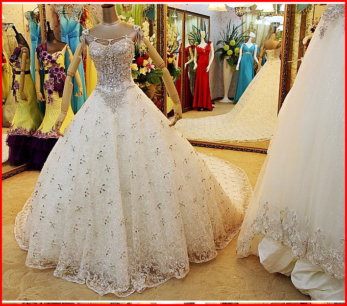 Thumbnail: YZ bandage princes big train wedding dress K