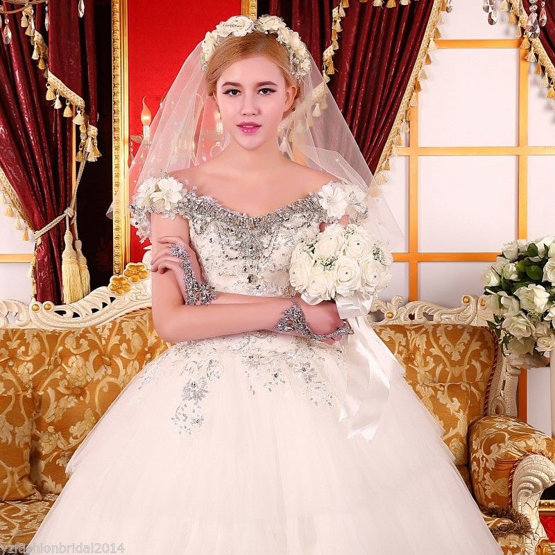 Thumbnail: YZ Beads Crystal Sexy Diamond Wedding Dresses FHJF