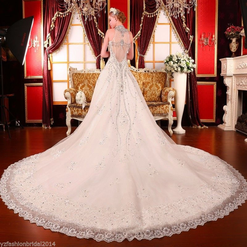 Thumbnail: YZ Beads Crystal Sexy Diamond Wedding Dresses VXVF