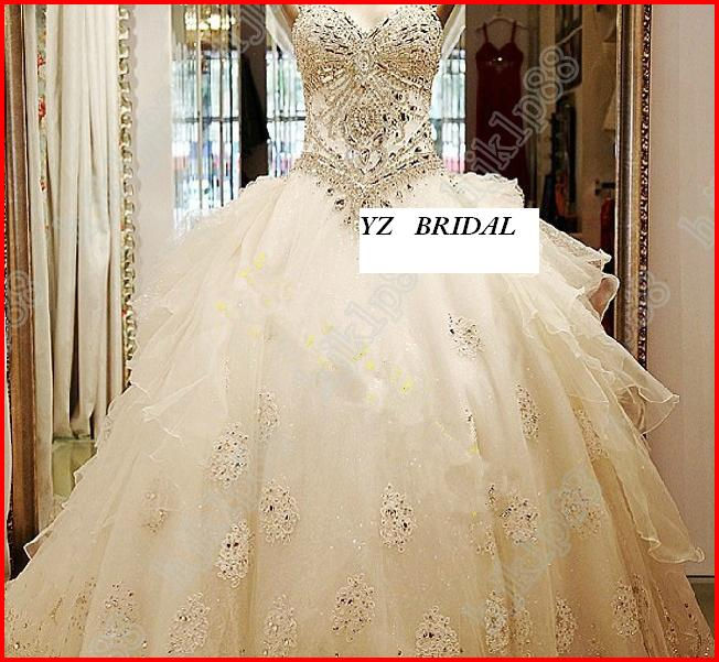 Thumbnail: YZ Luxury Crystal Bright Sexy Bosom Wedding Dresse