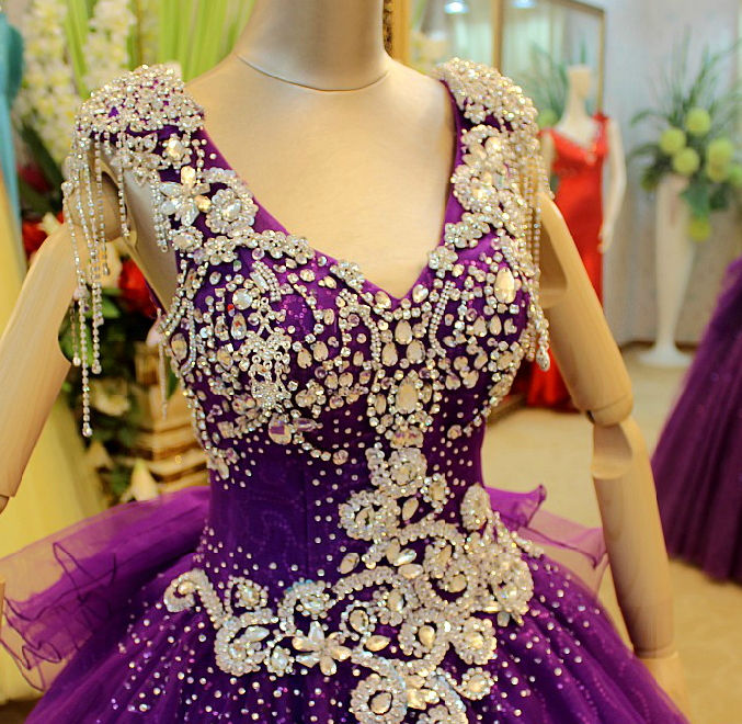 Thumbnail: YZ Luxury Crystal Bright Diamond Wedding Dress IVS