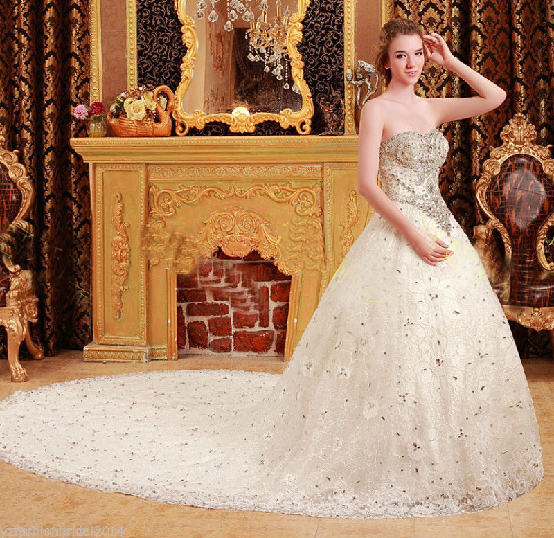 Thumbnail: YZ Beads Crystal Sexy Diamond Wedding Dresses VSXI