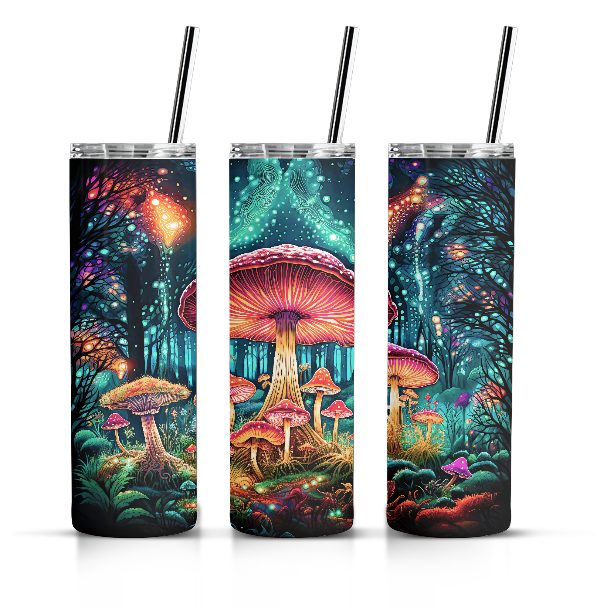 Vibrant Neon Mushroom Tumbler