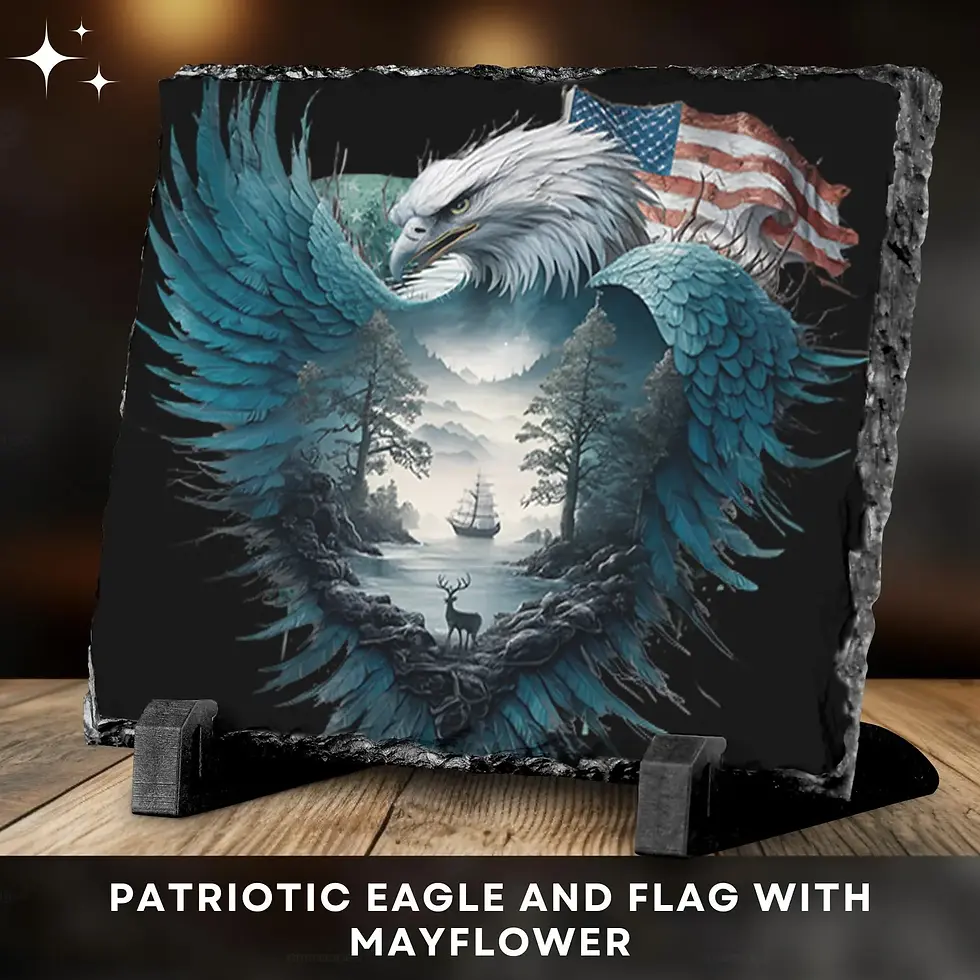 Thumbnail: Eagle and Flag with Mayflower, Patriotic Art