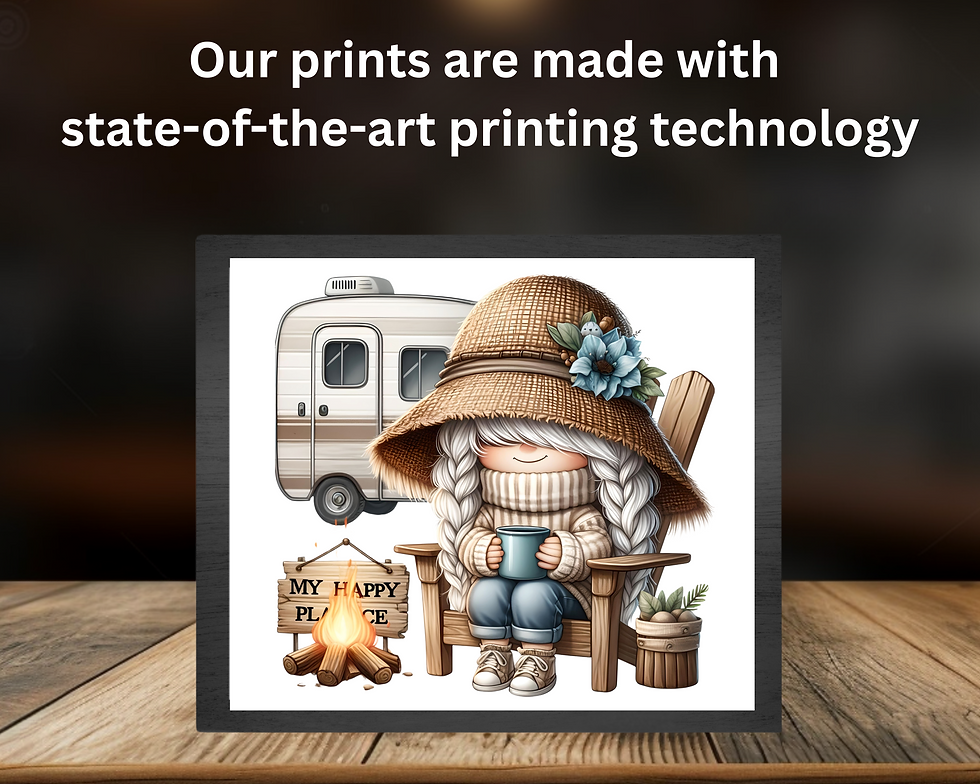 Thumbnail: Happy Camper Quote Detail in Cute Gnome RV Camping 8x10 Wall Decor